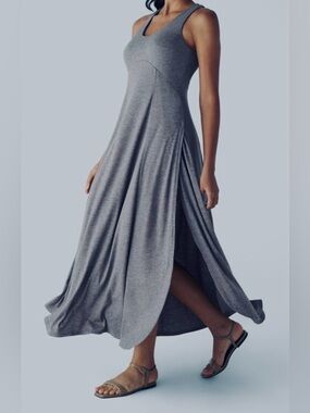 2X.  HALARA U NECK BACKLESS SPLIT FLOWY MAXI TANK DRESS